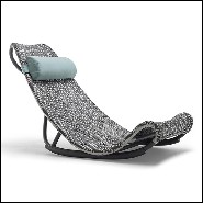 Lounger chair in hand-braided polyethylene in light grey and dark grey finish 178-Relax Lounger