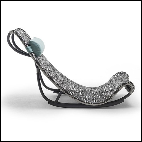 Lounger chair in hand-braided polyethylene in light grey and dark grey finish 178-Relax Lounger