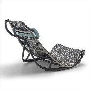 Lounger chair in hand-braided polyethylene in light grey and dark grey finish 178-Relax Lounger