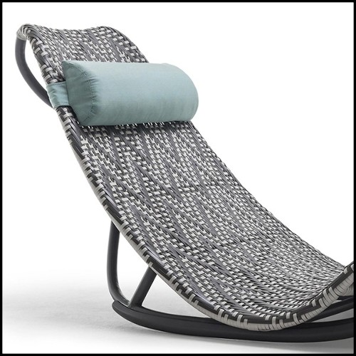 Lounger chair in hand-braided polyethylene in light grey and dark grey finish 178-Relax Lounger