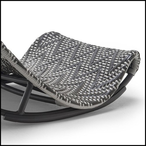 Lounger chair in hand-braided polyethylene in light grey and dark grey finish 178-Relax Lounger