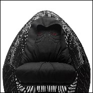 Armchair in hand-braided nylon and polyethylene in black finish with black cushion seats 178-Palpatine