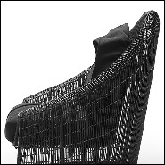 Armchair in hand-braided nylon and polyethylene in black finish with black cushion seats 178-Palpatine