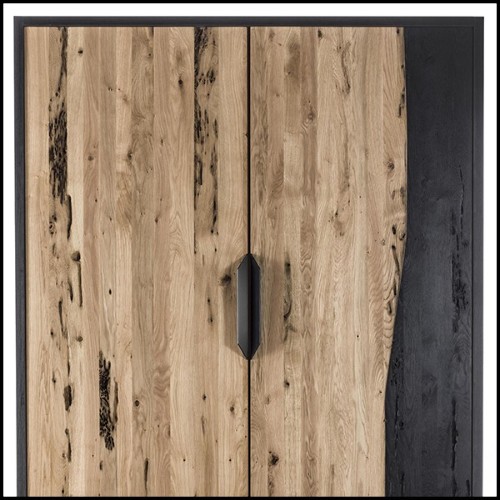 Bar à vin avec structure en chêne massif naturel et chêne brûlé 154-Natural and Burnt Oak Raw