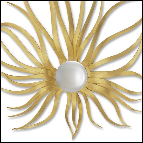 Miroir avec cadre en bois massif taillé et peint à la main avec peinture or 119-Falling Star