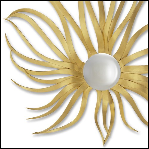 Miroir avec cadre en bois massif taillé et peint à la main avec peinture or 119-Falling Star