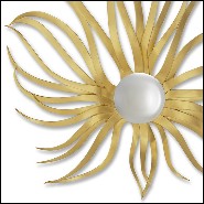 Miroir avec cadre en bois massif taillé et peint à la main avec peinture or 119-Falling Star