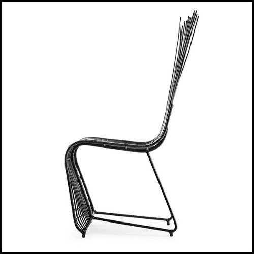 Chaise en rotin naturel finition black outddor ou indoor 178-Bundle Dining