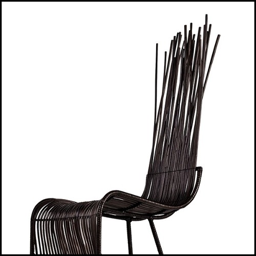 Tabouret de bar en rotin naturel finition black outdoor ou indoor 178-Bundle Dining