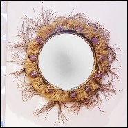 Mirror with frame in solid wood surrounded with pure amethyst stones PC-Amethyst