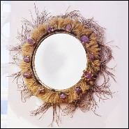Mirror with frame in solid wood surrounded with pure amethyst stones PC-Amethyst