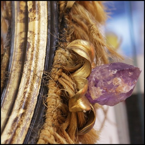 Mirror with frame in solid wood surrounded with pure amethyst stones PC-Amethyst