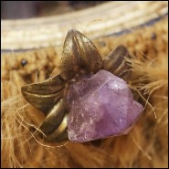 Mirror with frame in solid wood surrounded with pure amethyst stones PC-Amethyst