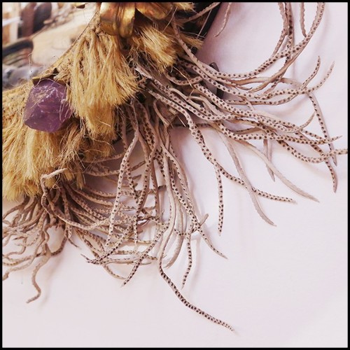 Mirror with frame in solid wood surrounded with pure amethyst stones PC-Amethyst