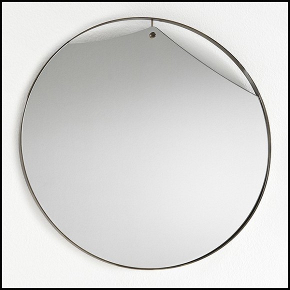 Miroir avec cadre en laiton vintage et avec miroir en verre 146-Cuadro Round