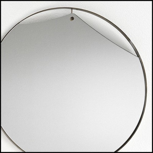 Miroir avec cadre en laiton vintage et avec miroir en verre 146-Cuadro Round