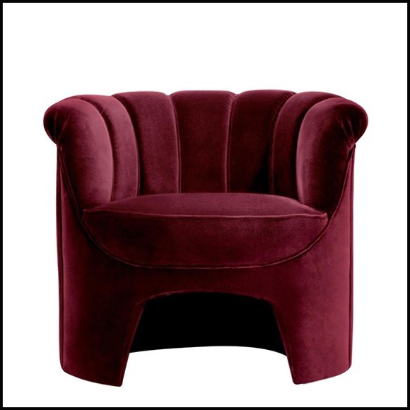 Armchair with solid wood covered with high quality redwine velvet fabric 155-Gondole