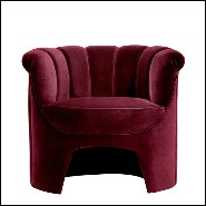 Armchair with solid wood covered with high quality redwine velvet fabric 155-Gondole