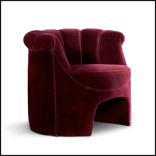Armchair with solid wood covered with high quality redwine velvet fabric 155-Gondole