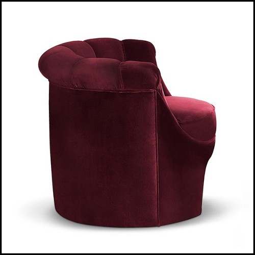 Fauteuil avec structure en bois et couvert avec tissu coloris bordeaux 155-Gondole