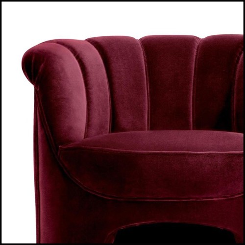 Fauteuil avec structure en bois et couvert avec tissu coloris bordeaux 155-Gondole