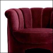 Fauteuil avec structure en bois et couvert avec tissu coloris bordeaux 155-Gondole
