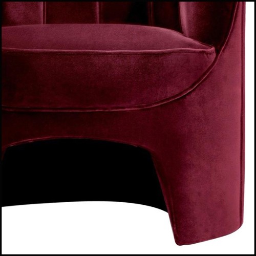 Fauteuil avec structure en bois et couvert avec tissu coloris bordeaux 155-Gondole