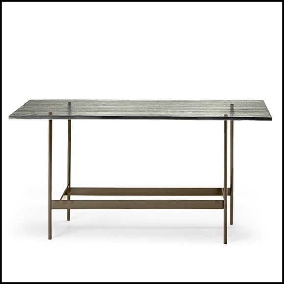 Console Table with colored striped glass top on titanium base 146-Lines Glass Top