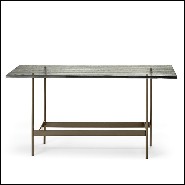 Console Table with colored striped glass top on titanium base 146-Lines Glass Top