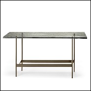 Console avec plateau en verre avec lignes colorées et base en titanium 146-Lines Glass Top