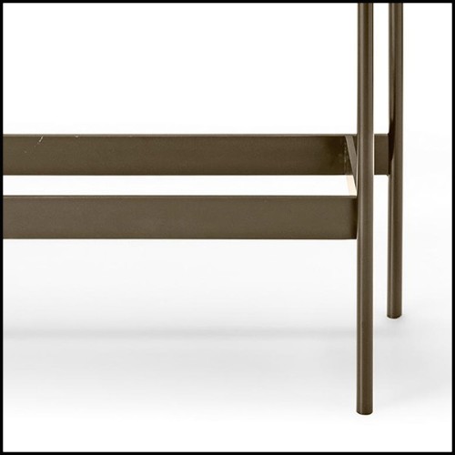 Console avec plateau en verre avec lignes colorées et base en titanium 146-Lines Glass Top