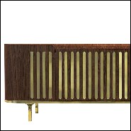 Sideboard in solid walnut wood in polished brass finish with white marble top 157-Radial