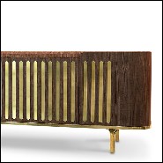 Sideboard in solid walnut wood in polished brass finish with white marble top 157-Radial