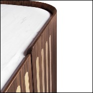 Buffet en noyer massif finition laiton poli avec plateau en marbre blanc 157-Radial