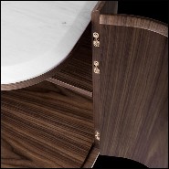 Sideboard in solid walnut wood in polished brass finish with white marble top 157-Radial