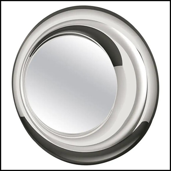 Miroir avec cadre en verre argenté et miroir ovale en verre 146-Silvered Pearl