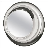 Miroir avec cadre en verre argenté et miroir ovale en verre 146-Silvered Pearl