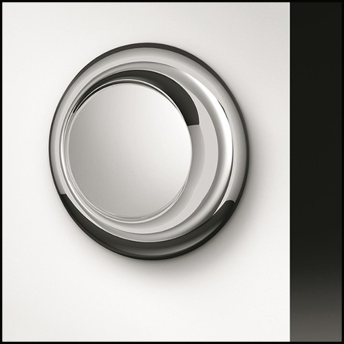Miroir avec cadre en verre argenté et miroir ovale en verre 146-Silvered Pearl