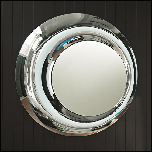 Mirror with silvered glass frame and oval mirror glass 146-Silvered Pearl