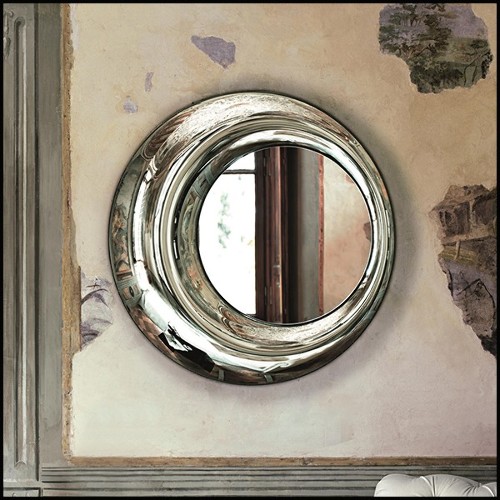 Mirror with silvered glass frame and oval mirror glass 146-Silvered Pearl