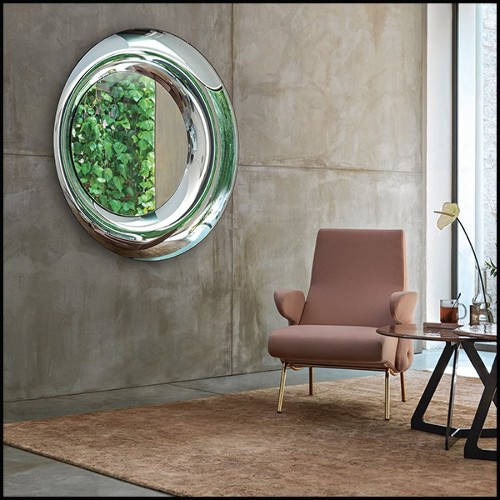 Mirror with silvered glass frame and oval mirror glass 146-Silvered Pearl