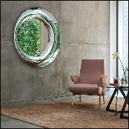 Miroir avec cadre en verre argenté et miroir ovale en verre 146-Silvered Pearl