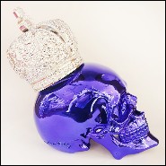 Sculpture made in marble dust resin chromed in blue finish with christianism crown PC-Skull Blue Christianism