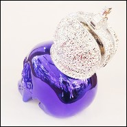 Sculpture made in marble dust resin chromed in blue finish with christianism crown PC-Skull Blue Christianism