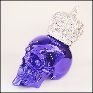 Sculpture made in marble dust resin chromed in blue finish with christianism crown PC-Skull Blue Christianism