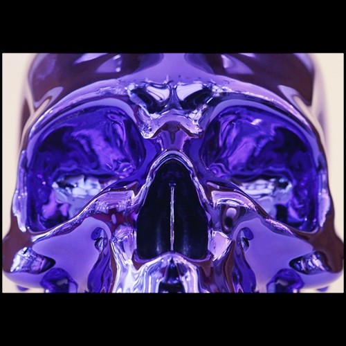 Sculpture made in marble dust resin chromed in blue finish with christianism crown PC-Skull Blue Christianism