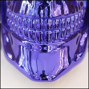 Sculpture made in marble dust resin chromed in blue finish with christianism crown PC-Skull Blue Christianism