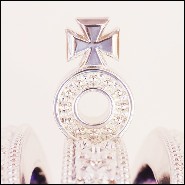 Sculpture made in marble dust resin chromed in blue finish with christianism crown PC-Skull Blue Christianism