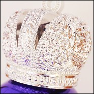 Sculpture made in marble dust resin chromed in blue finish with christianism crown PC-Skull Blue Christianism