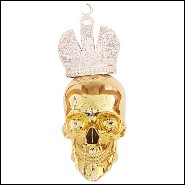 Sculpture made in marble dust resin chromed in blue finish with Muslim crown PC-Skull Gold Muslim